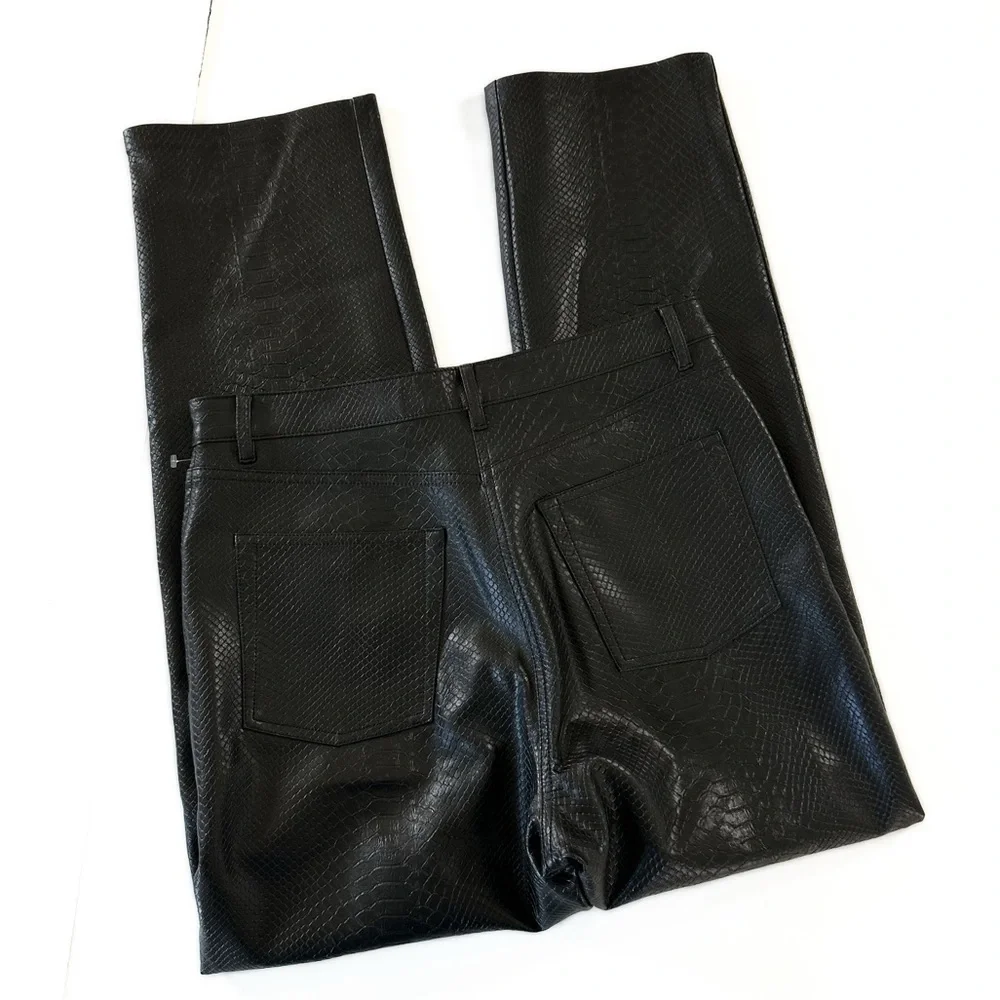 Wilfred Aritzia Melina High Rise Black Faux Leather Straight Pants Womens 10 - Picture 5 of 7
